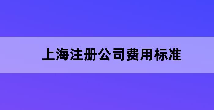 上海注册公司费用标准